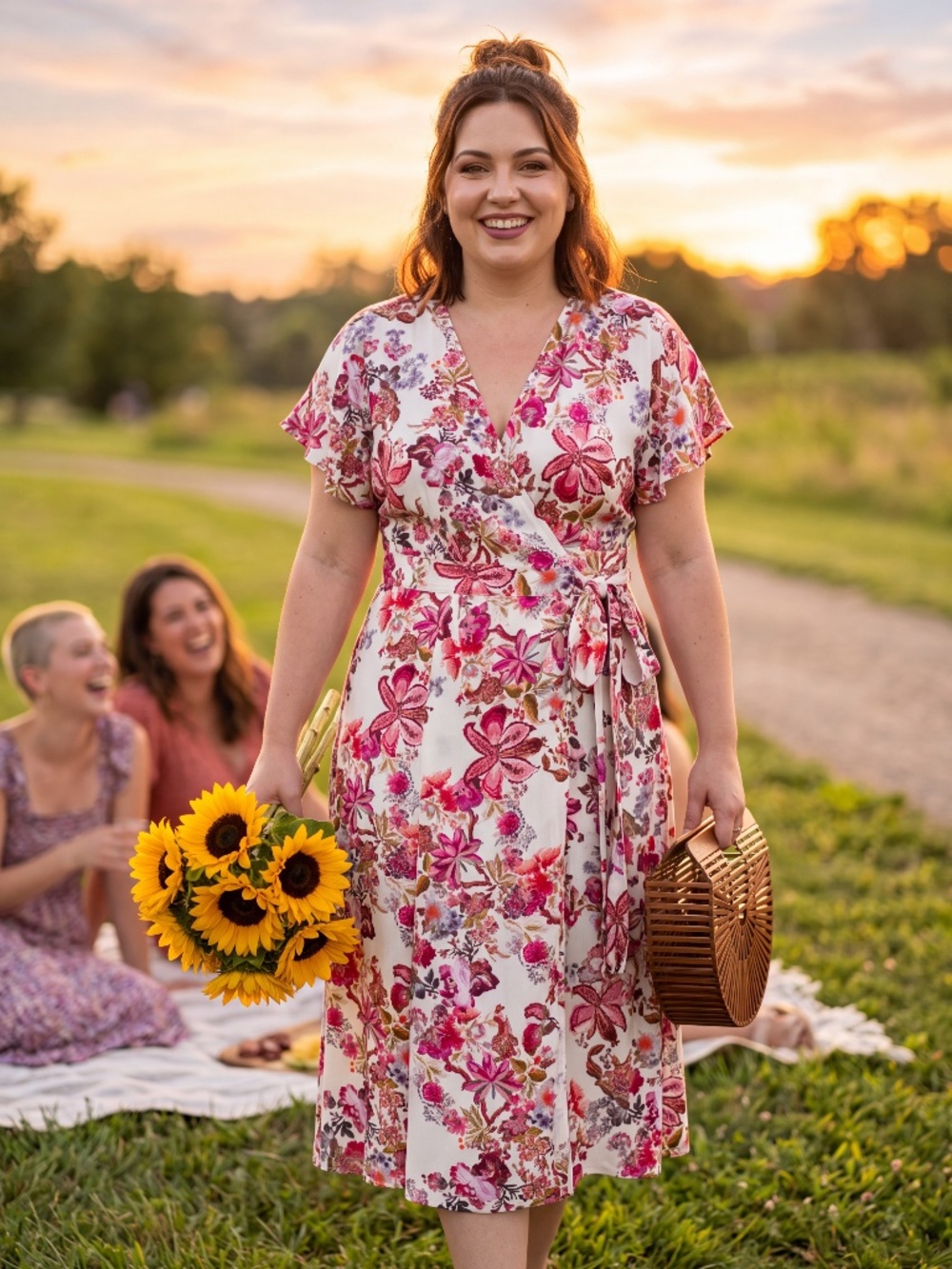 Gorgeous floaty Kachel (anthro) ivory floral mid/axi wrap dress size 12